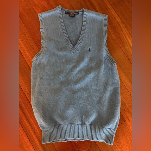 Ralph Lauren Golf Sweater Vest SZ M Periwinkle Blue Polo Logo Bust34-40 Length24 - Picture 1 of 5
